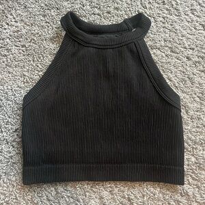 Aerie Black Ribbed Crop Top